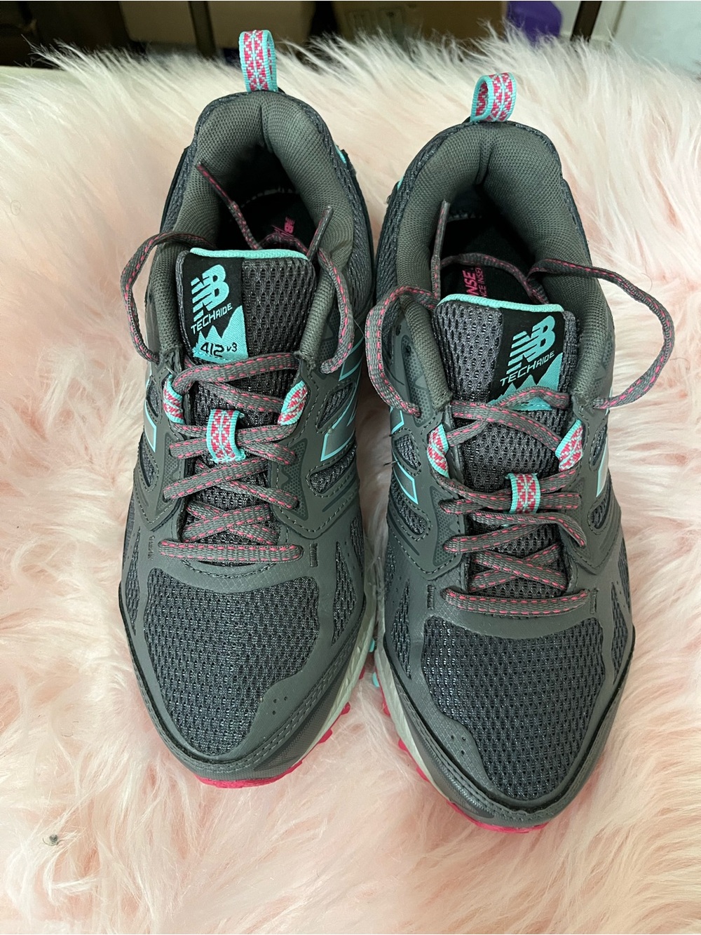 New Balance Women’s Gray Sneakers with Teal & Pink Accents